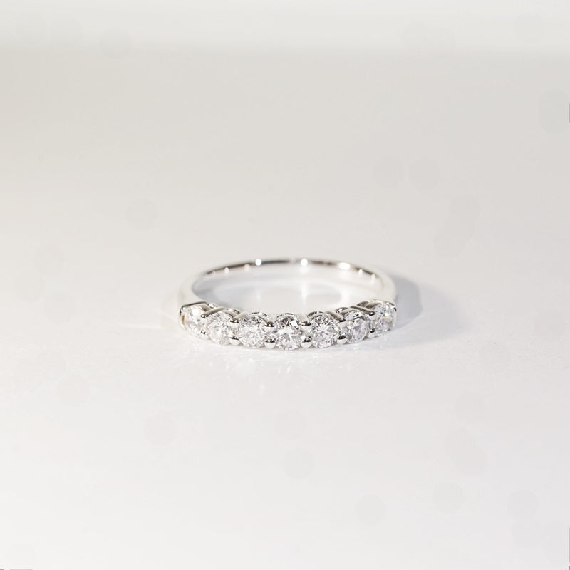 現貨 18K白金 0.702ct 圓形培育鑽石 半圈鑽戒(每顆 0.10ct)