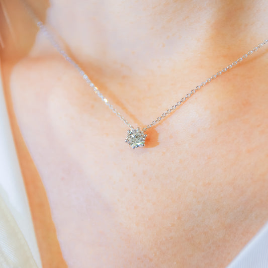 18K金簡約6爪單粒培育鑽石頸鏈 <總數 0.20ct - 1.50ct+>