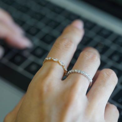 0.10ct馬眼形培育鑽石線戒 (TM1163MQ)