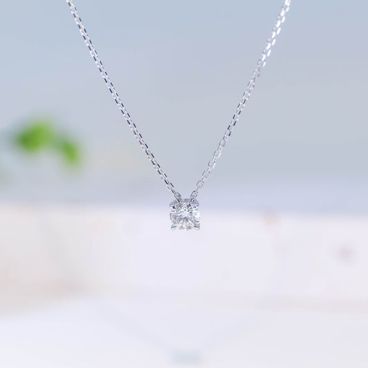 18K金簡約4爪單粒培育鑽石頸鏈 <總數 0.20ct - 1.50ct+>