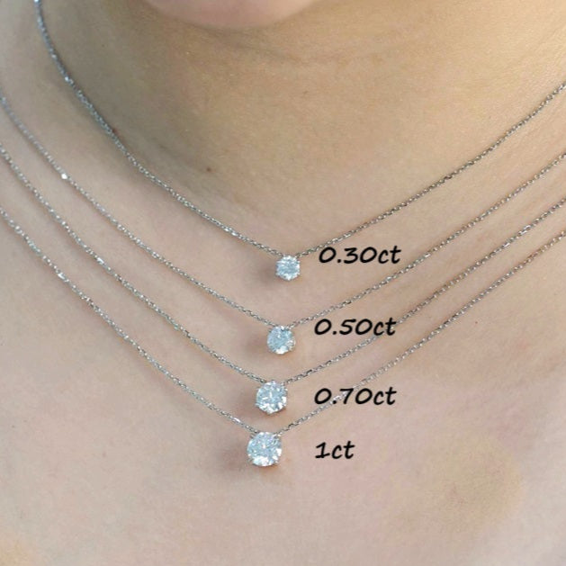 18K金簡約6爪單粒培育鑽石頸鏈 <總數 0.20ct - 1.50ct+>