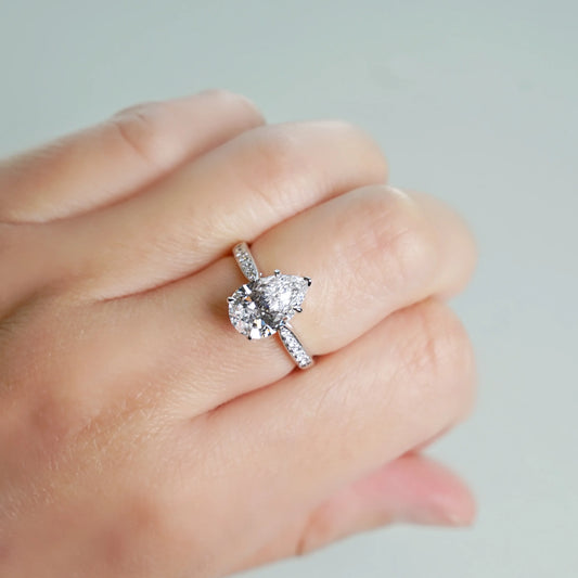 MAPLE 梨形培育鑽石戒指托|漸幼鋪鑽戒圈(18K 金/鉑金)– TMRA1130PE