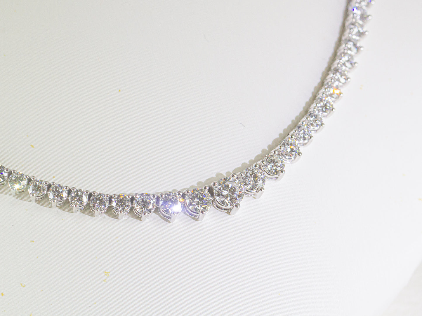 18K 金3爪培育鑽石網球頸鏈 <總數 12.00ct+>