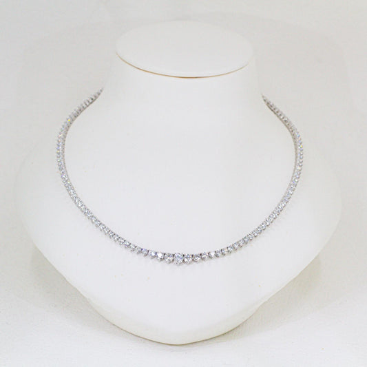 18K 金3爪培育鑽石網球頸鏈 <總數 12.00ct+>