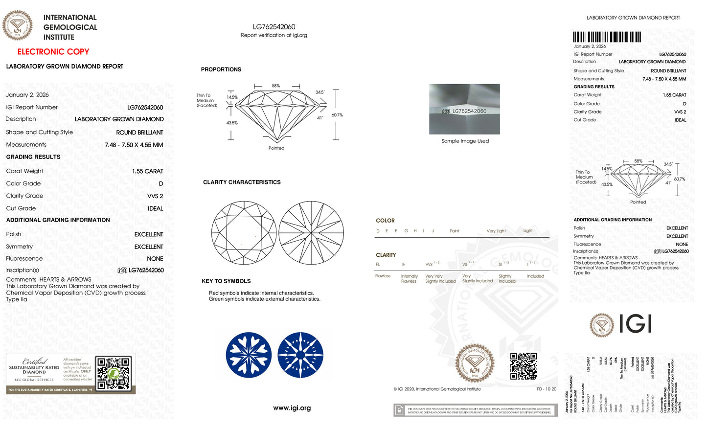 1.55 D VVS2 Ideal Ex Ex Non (LG762542060)