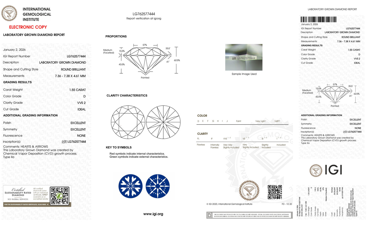 1.55 D VVS2 Ideal Ex Ex Non (LG762577444)