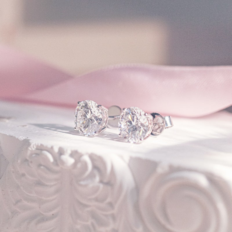 18K 4-Prong Lab Grown Diamond Stud Earrings <Total 0.40ct - 3.00ct+>
