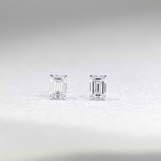 18K金祖母綠形培育鑽石耳環 <總數 0.40ct - 3.00ct+>