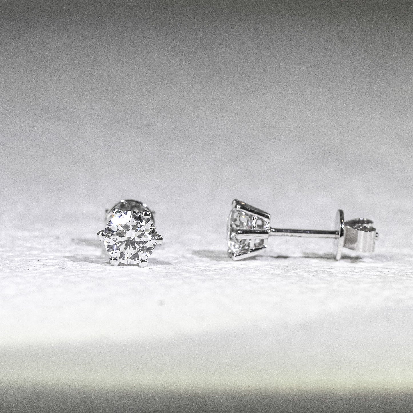 18K金6爪單粒培育鑽石耳環 <總數 0.40ct - 3.00ct+>