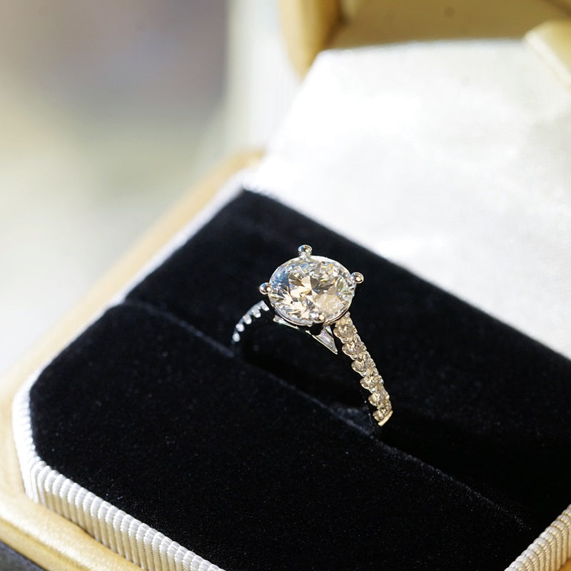 WINNI 培育鑽石戒指托|直線密釘鑲鑽戒圈(18K 金/鉑金)– GD0270M