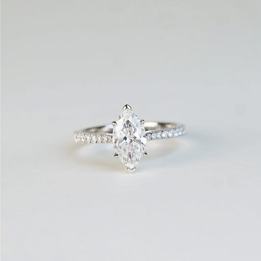 WINNI – Marquise-Cut Lab-Grown Diamond / Gemstone Tapered Pavé Ring Setting (18K Gold / Platinum) – GD0270MQ