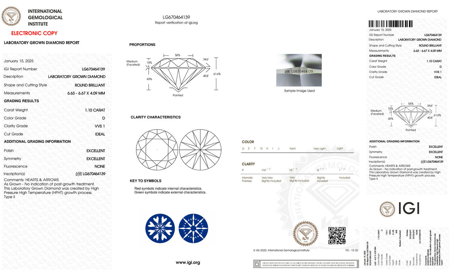 1.10 D VVS1 Ideal Ex Ex Non (LG670464139)