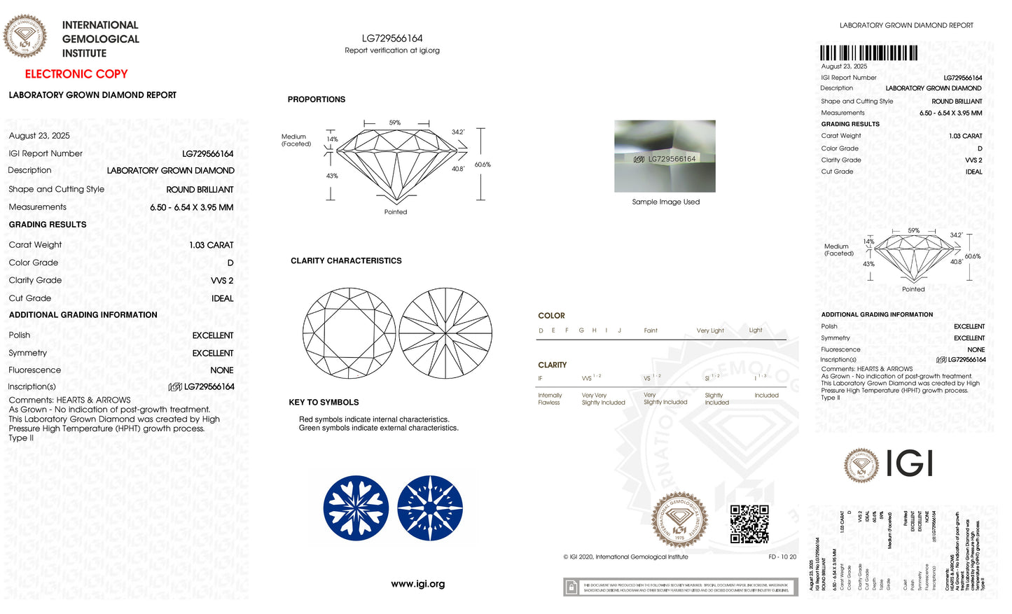 1.03 D VVS2 Ideal Ex Ex Non (LG729566164)