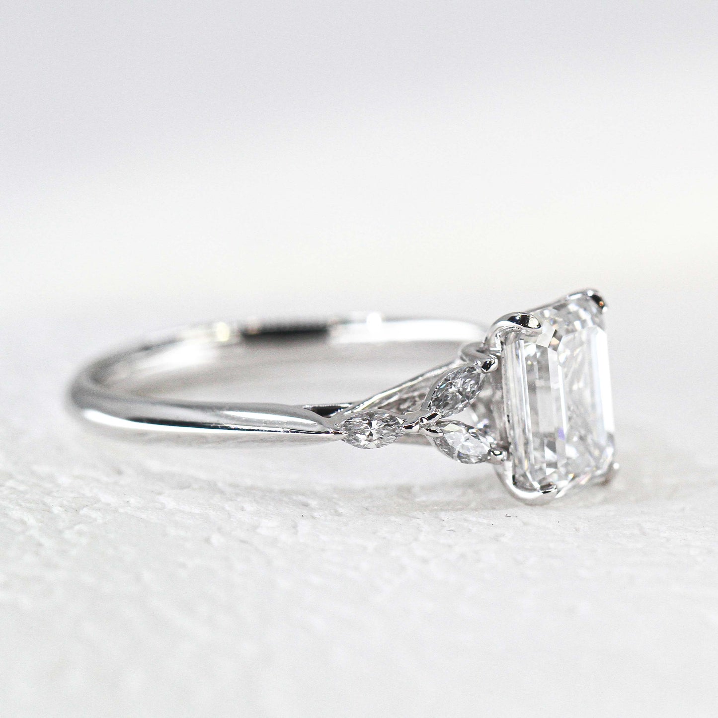 In-Stock 1.50cts Emerald Cut Lab Grown Diamond Ring (MARIAN - R24807EMA)