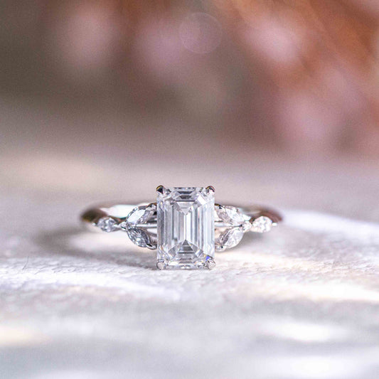 In-Stock PT950 1.54cts Emerald Cut Lab Grown Diamond Ring (MARIAN - R24807EMA)