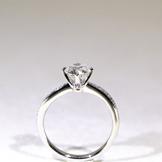 In-Stock 1.00cts Round Shape Lab Grown Diamond Ring (HERMOSA - R24812RDA)