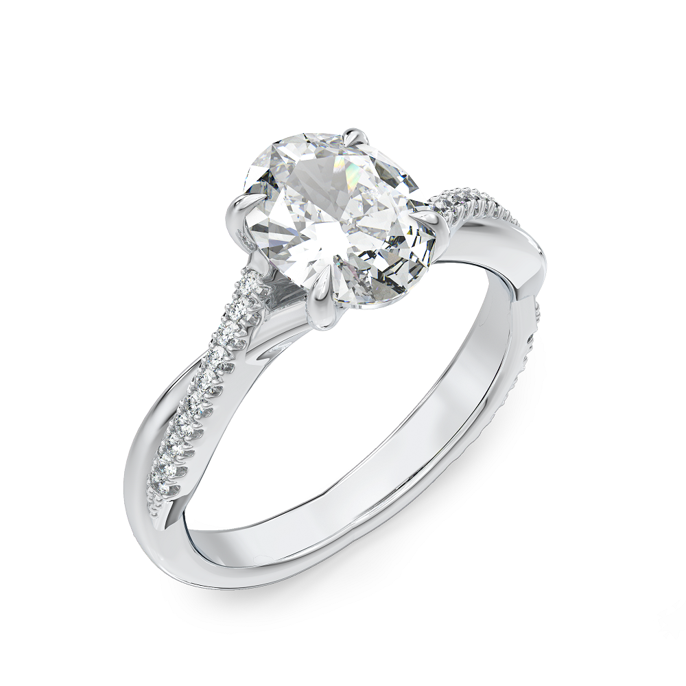 PHAEDRA 橢圓形培育鑽石戒指托|交錯鋪鑽戒圈(18K 金/鉑金)– TM0033OV