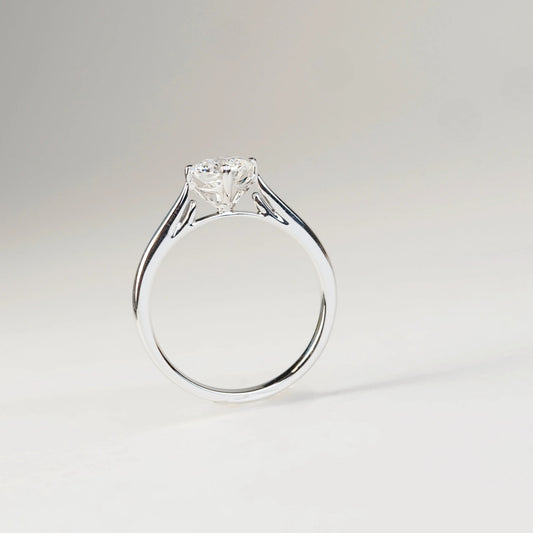 ALDAVA 培育鑽石戒指托 | 四爪漸幼單鑽戒圈 (18K金/鉑金) - TM0102