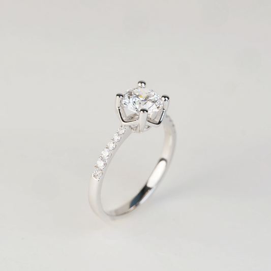 ACELIN 培育鑽石戒指托 | 經典四爪漸細排鑽戒圈 (18K金/鉑金) - TM0193