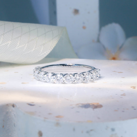 現貨 18K金 0.99ct (每粒0.09ct) 培育圓鑽U形爪線戒