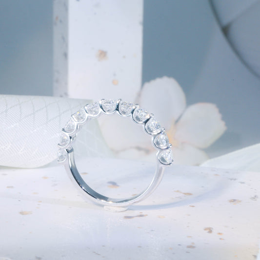 現貨 18K金 0.99ct (每粒0.09ct) 培育圓鑽U形爪線戒