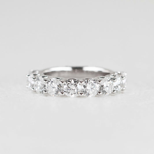 現貨 18K金 3.26ct (每粒0.36ct) 培育圓鑽U形爪線戒