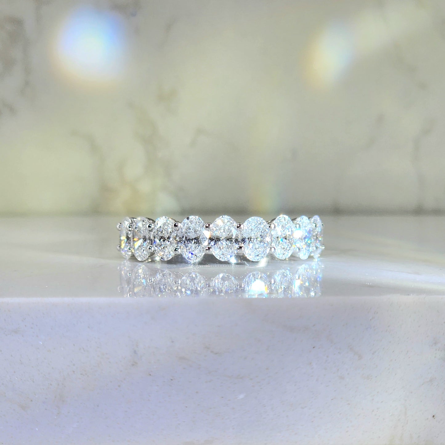 18K金培育鵝蛋形半圈線戒 <0.7ct - 5.5ct+>