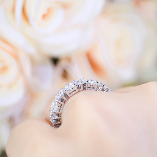 現貨 18K金 3.82ct (每粒0.21ct) 心形培育鑽石全圈線戒