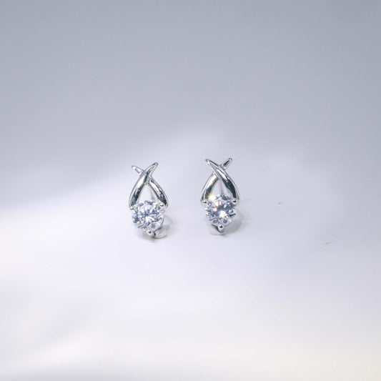 18K金圓形培育鑽石耳環 | D-E VVS Ideal Ex Ex | 立體交叉線條設計| <總數 0.60ct - 1.40ct+>