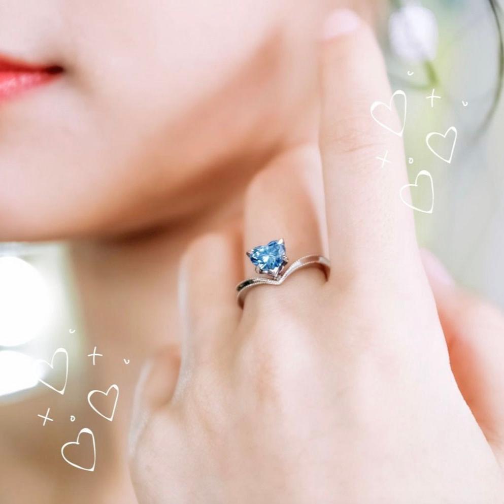 現貨 18K金 1.06cts 心形培育藍鑽戒指 (OONA - TMH91104)