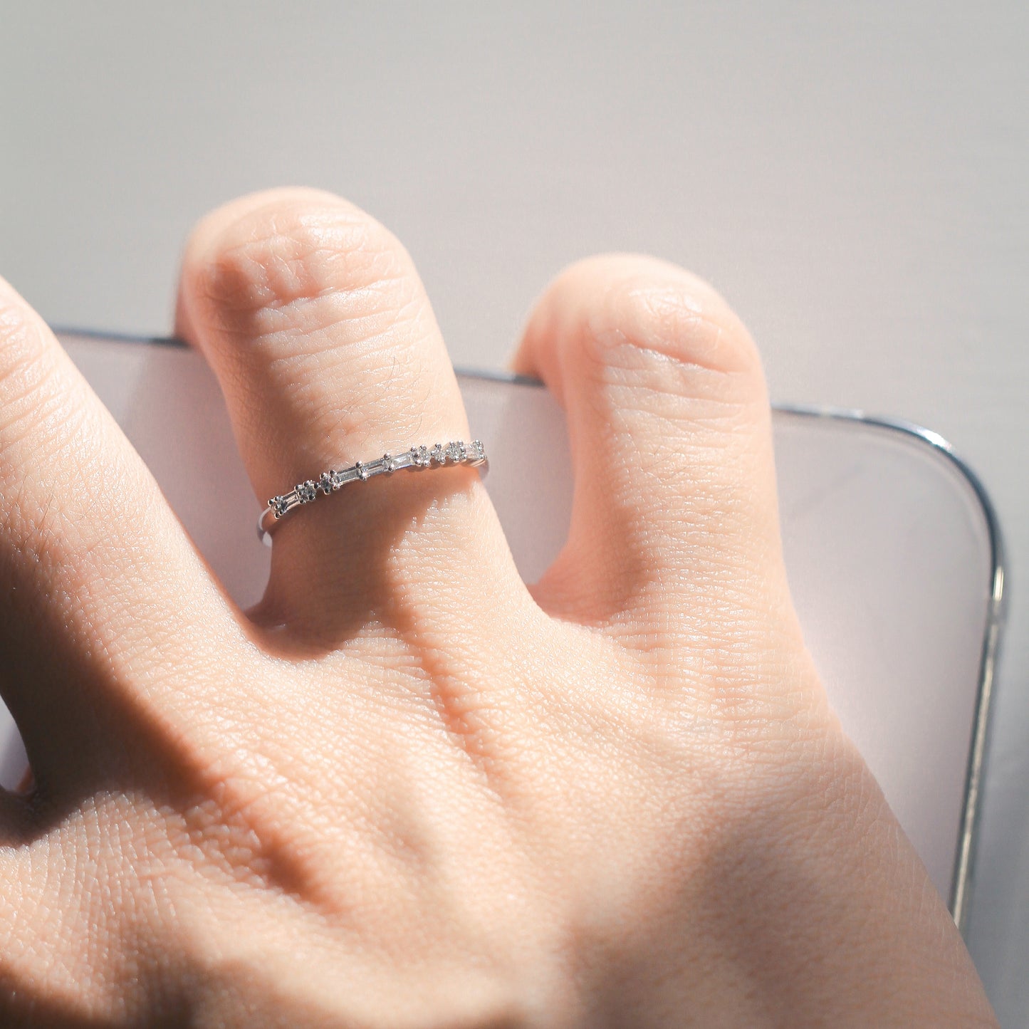 現貨 18K金 L.O.V.E摩斯密碼培育鑽石線戒 (TMLR1201)