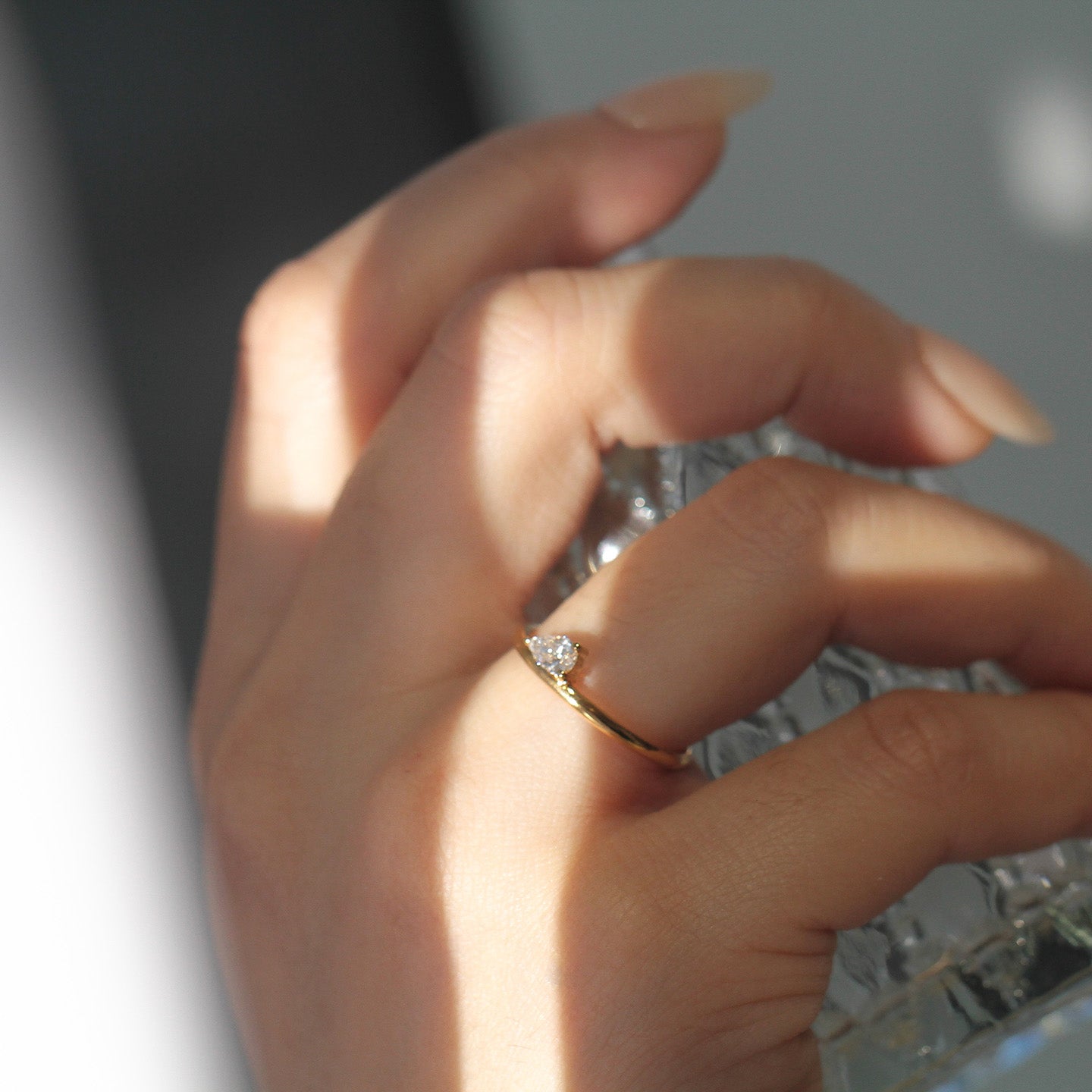 現貨 18K金 0.20ct 梨形培育鑽石戒指 (TMLR1204)