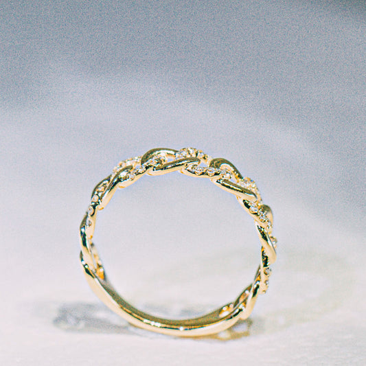 現貨 18K金 鏤空古巴鏈戒指 (TMLR1215)