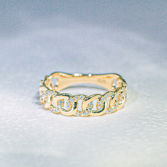 現貨 18K金 鏤空古巴鏈戒指 (TMLR1215)