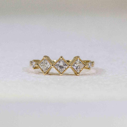 公主方形珠邊戒指 (TMLR1218)