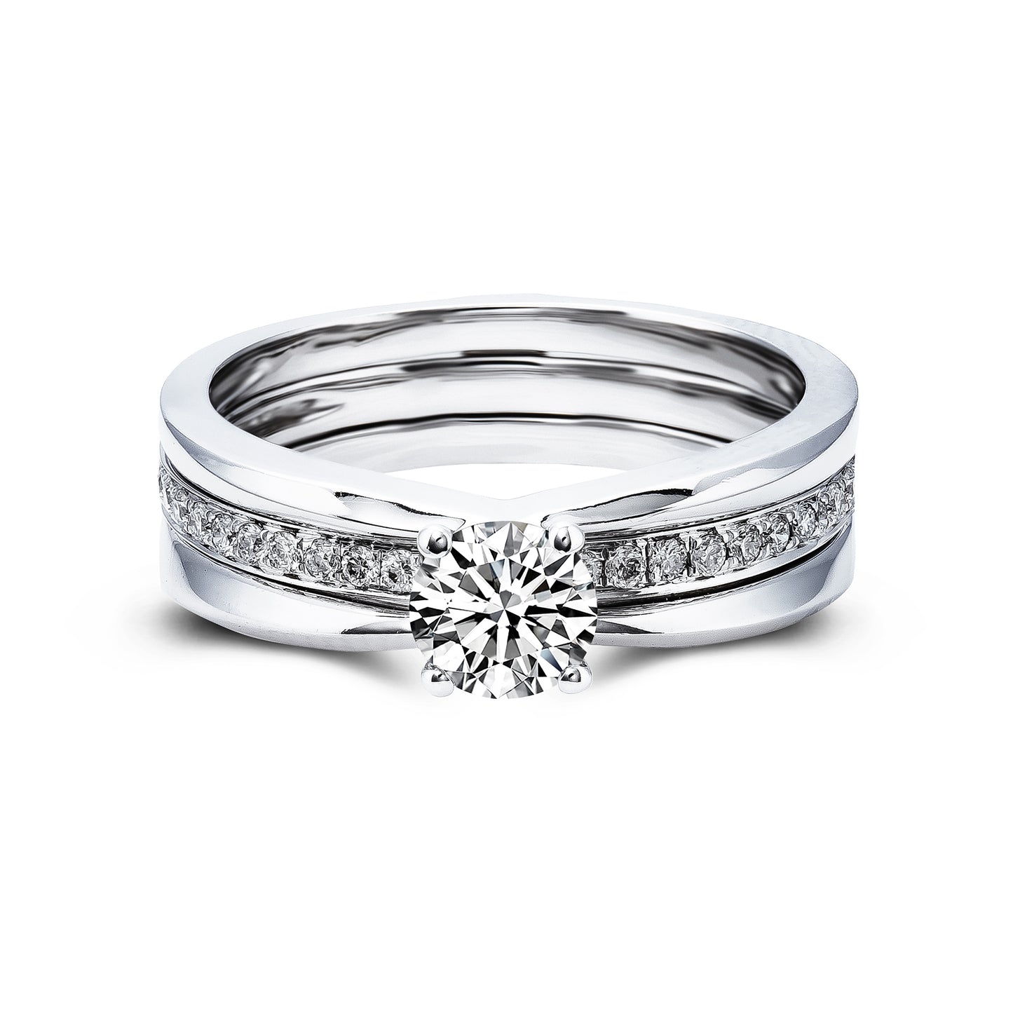 有碎鑽, 直線, 香港 品牌結婚對戒 HERMOSA – RH064979
