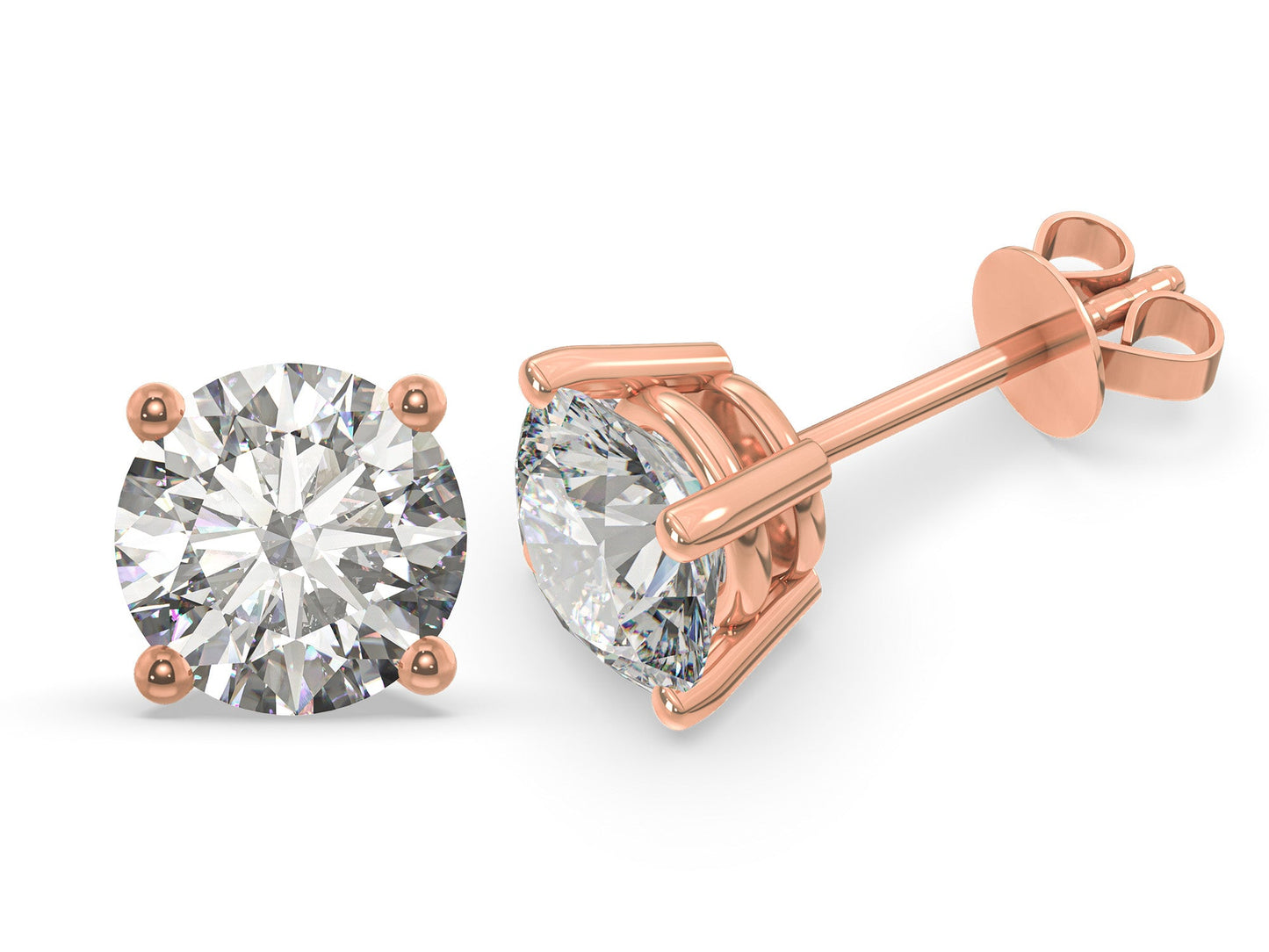 18K 4-Prong Lab Grown Diamond Stud Earrings <Total 0.40ct - 3.00ct+>