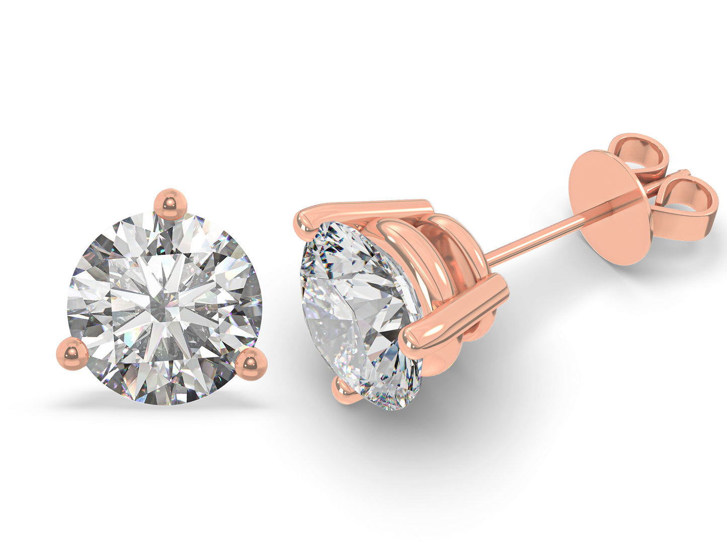 1.40cts 3-Prong Lab Grown Diamond Stud Earrings <High Quality>