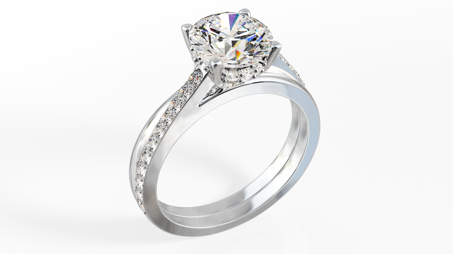 有碎鑽, 直線, 香港 品牌結婚對戒 ELVA – TM0079
