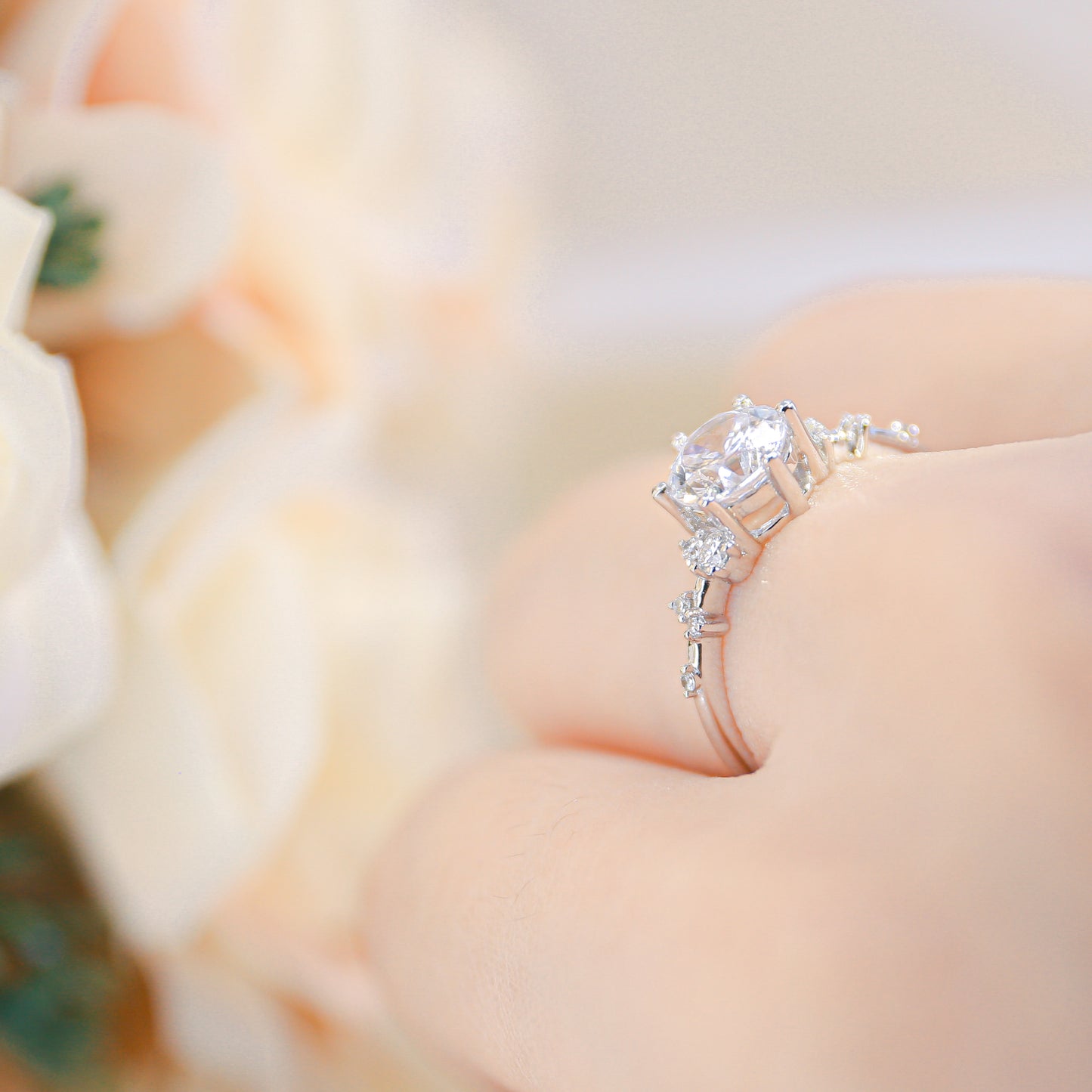 BERNICE 培育鑽石戒指托|雪花鑲座配鑽設計(18K 金/鉑金)– TM0252