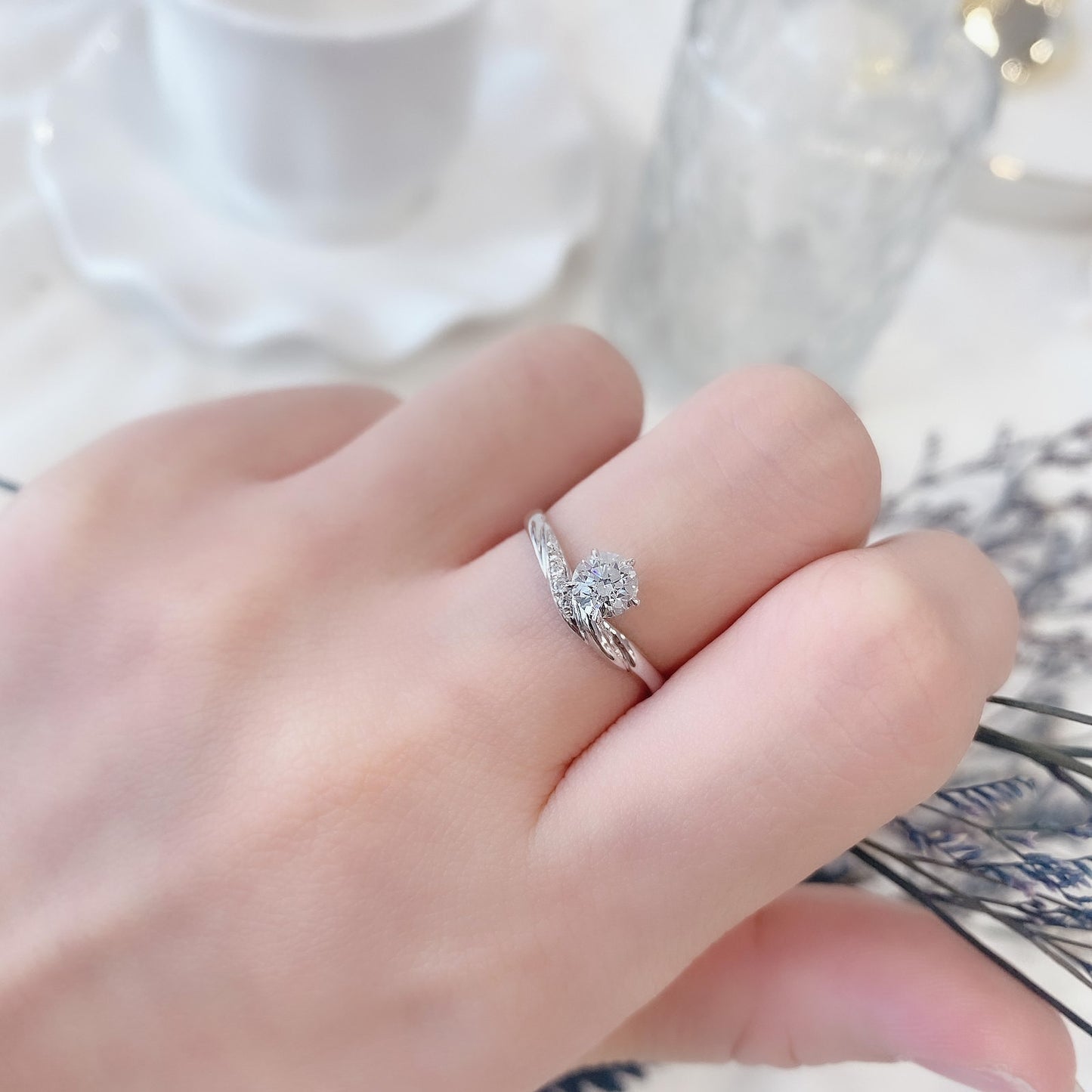 日本, 曲線, 有碎鑽 品牌結婚對戒 LOANNA – SGQ4526