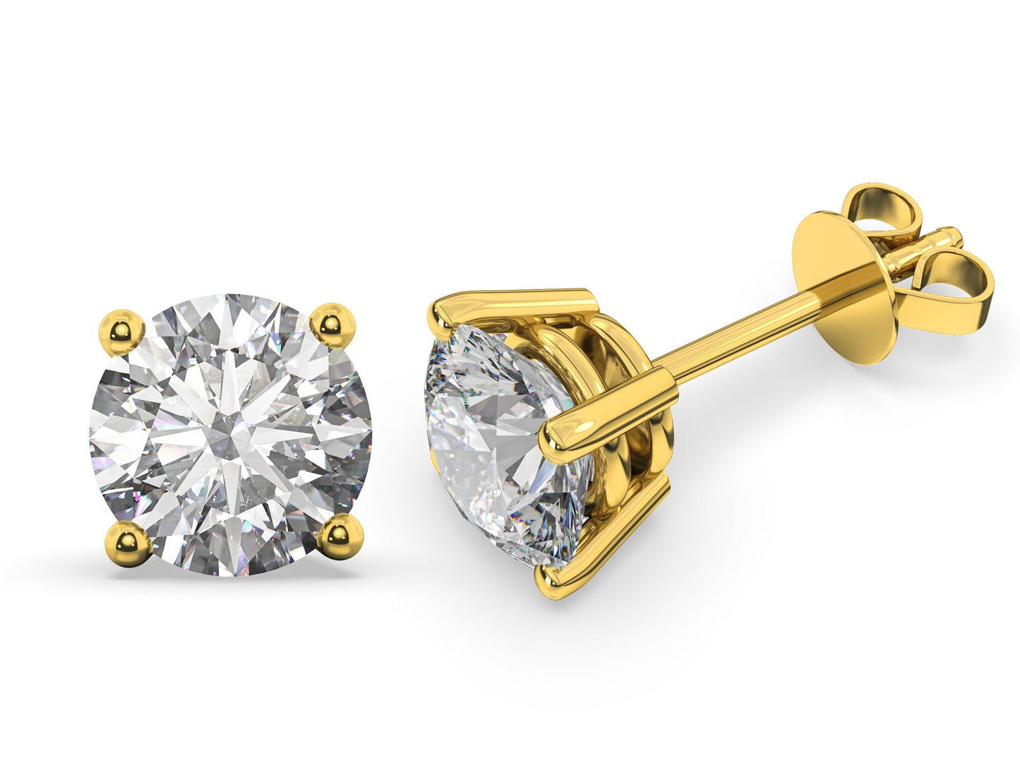 18K 4-Prong Lab Grown Diamond Stud Earrings <Total 0.40ct - 3.00ct+>