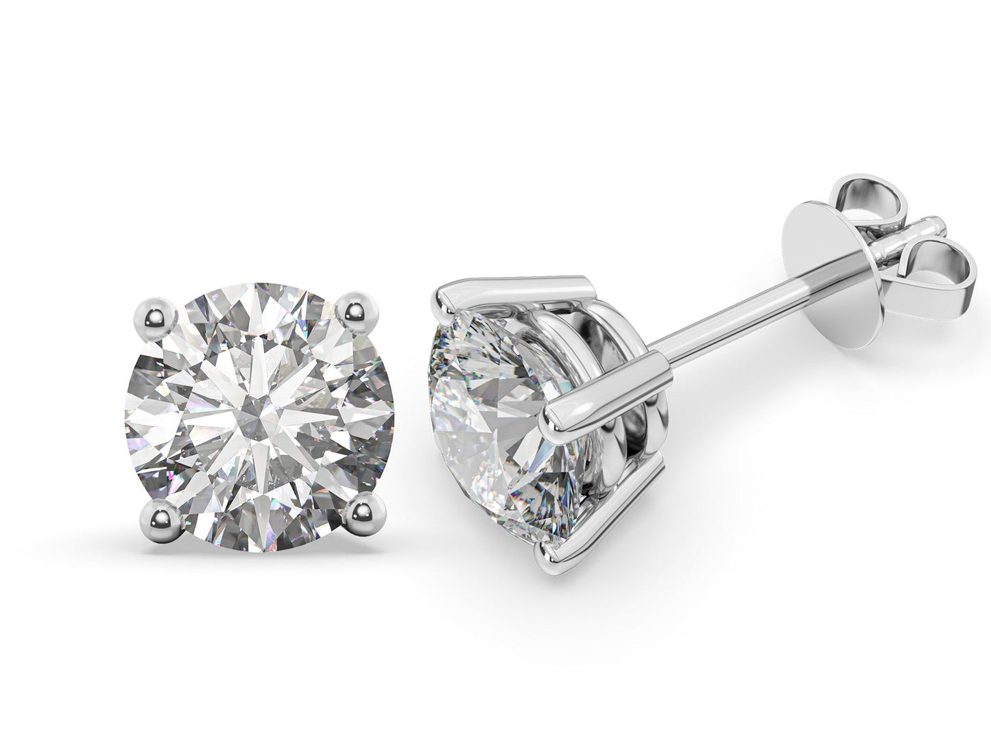 18K 4-Prong Lab Grown Diamond Stud Earrings <Total 0.40ct - 3.00ct+>