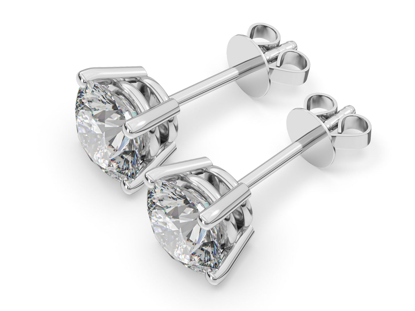 18K 4-Prong Lab Grown Diamond Stud Earrings <Total 0.40ct - 3.00ct+>