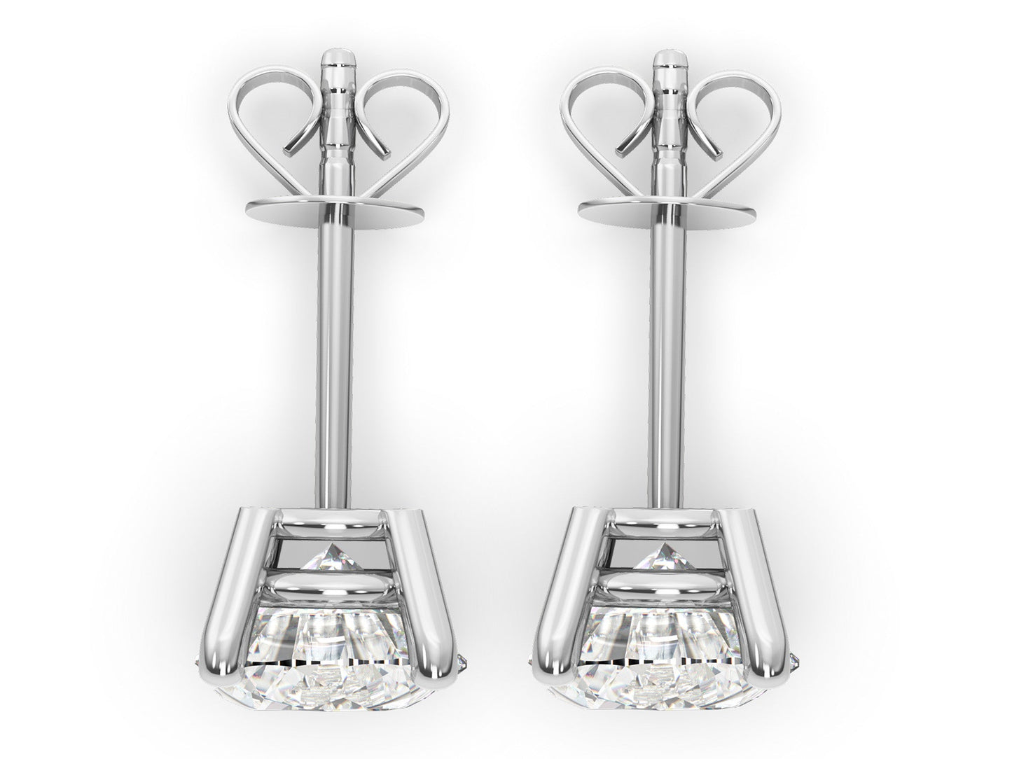 18K 4-Prong Lab Grown Diamond Stud Earrings <Total 0.40ct - 3.00ct+>
