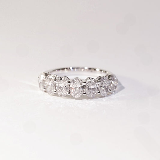 [In Stock] 2.217ct Oval-Cut Lab-Grown Diamond Semi-Eternity Ring in 18K Gold (~0.30ct each)