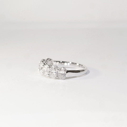 [In Stock] 2.217ct Oval-Cut Lab-Grown Diamond Semi-Eternity Ring in 18K Gold (~0.30ct each)