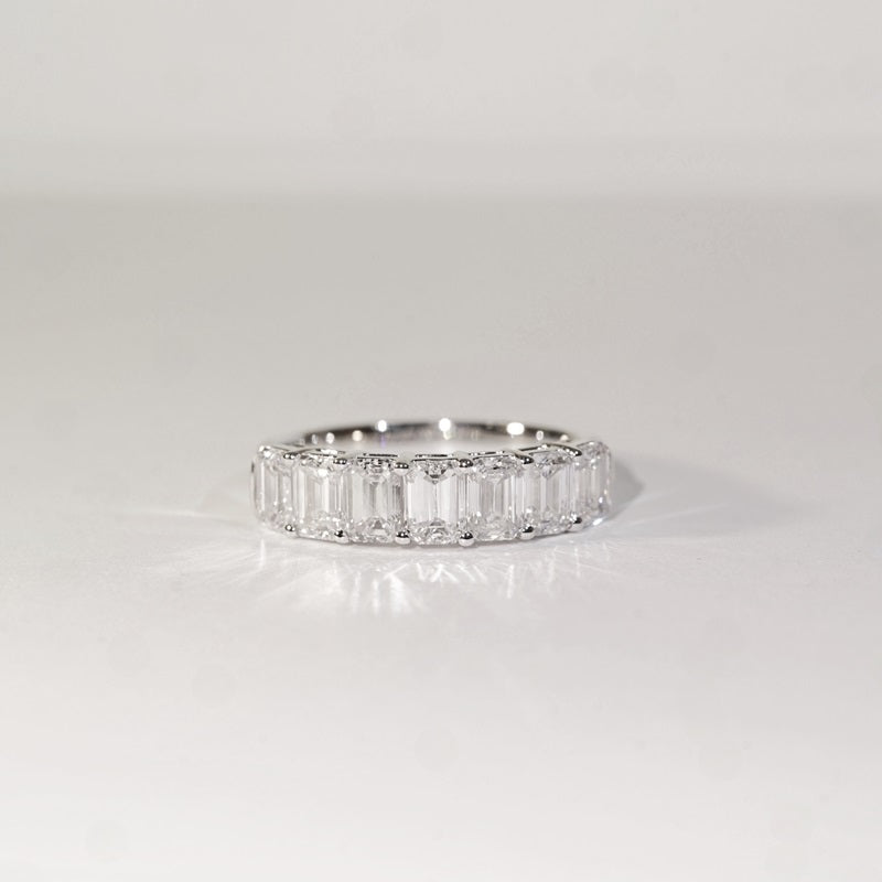 現貨 18K白金 2.148ct 祖母形培育鑽石 半圈鑽戒（每顆 0.30ct）