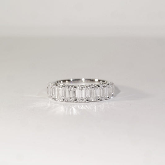 [In Stock] 2.148ct Emerald Cut Lab-Grown Diamond Semi-Eternity Ring in 18K Gold (~0.30ct each)
