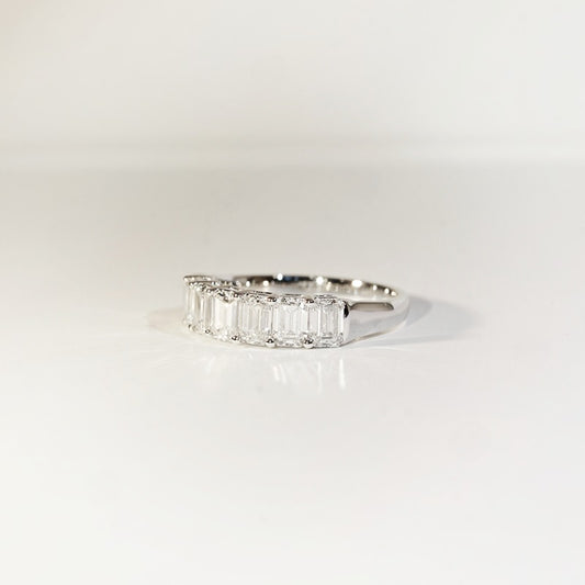 [In Stock] 2.148ct Emerald Cut Lab-Grown Diamond Semi-Eternity Ring in 18K Gold (~0.30ct each)